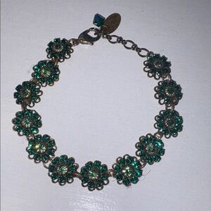 Liz Palacios Emerald Green Antique Goldtone Bracelet
